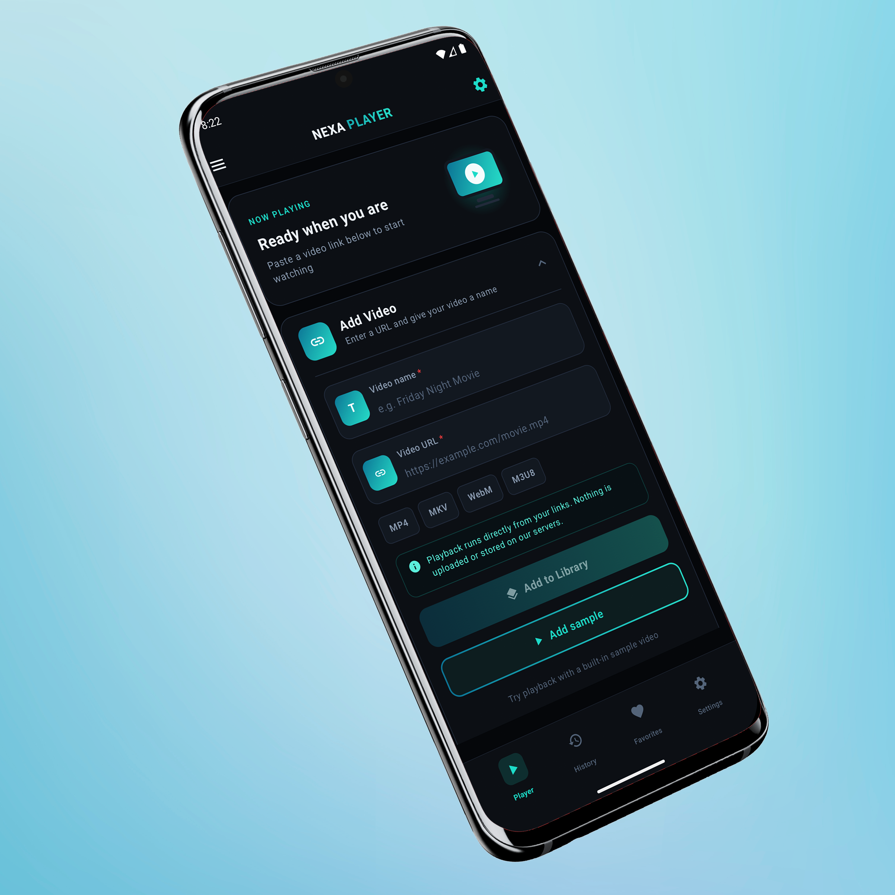Nexa Player App Interface on Android Phone